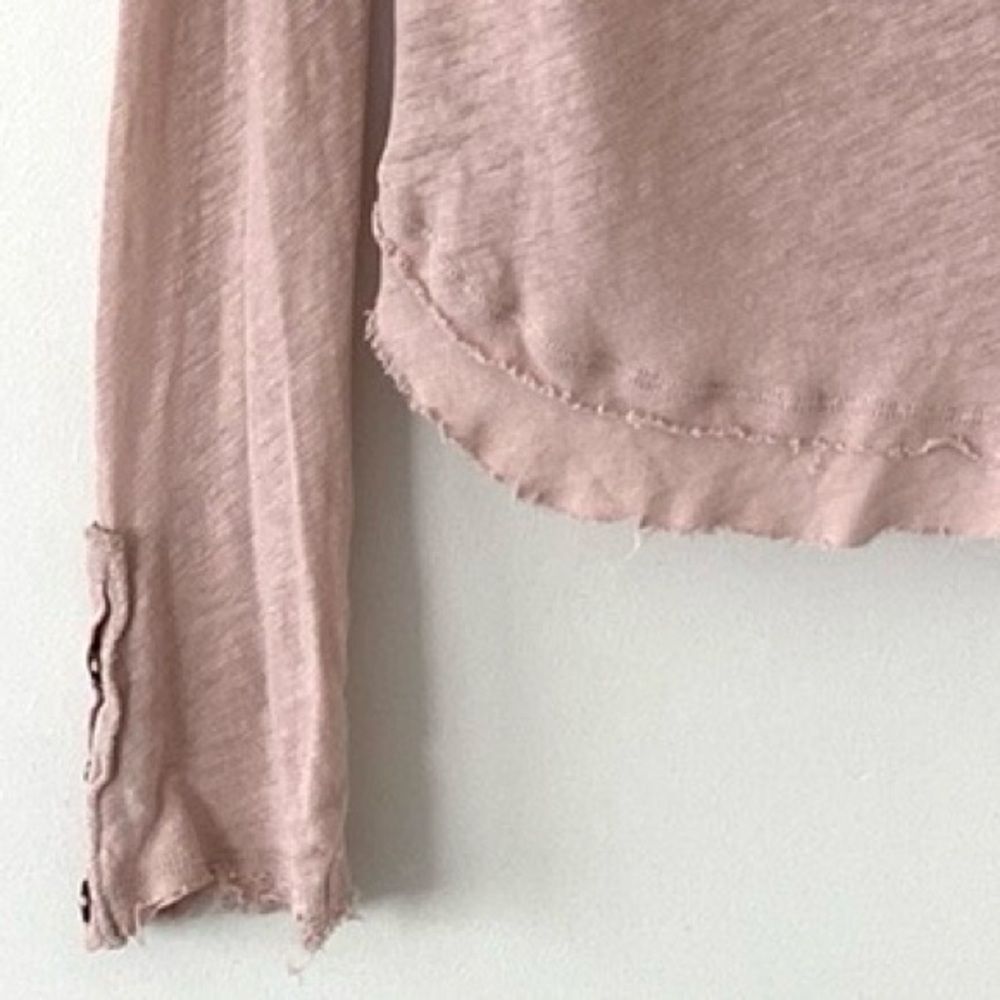 Free People Powder Pink Sheer Fitted Long Sleeve Tee S Boho Beachy Urban Casual - Picture 11 of 14